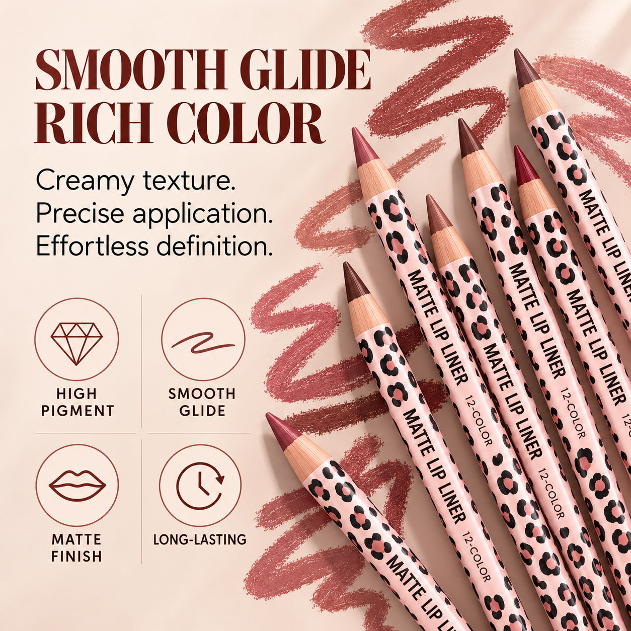 Smooth glide rich color lip liners