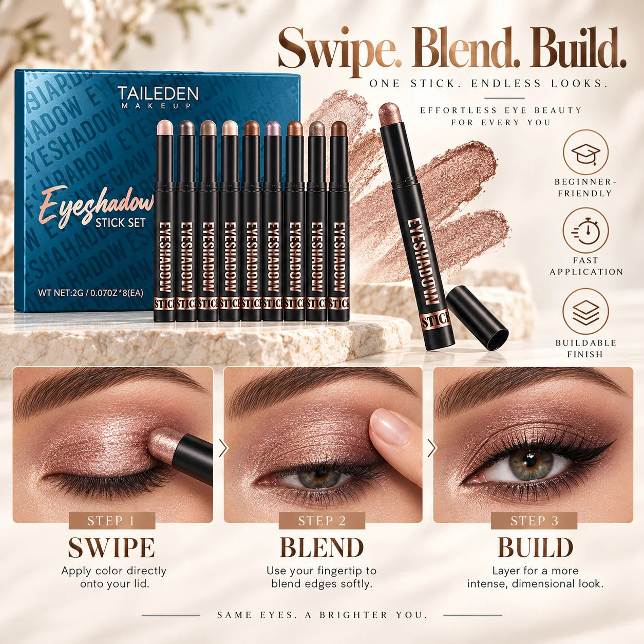 swipe blend build cream eyeshadow stick tutorial