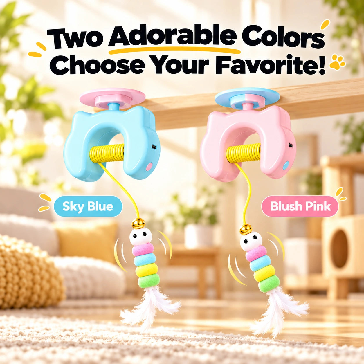 Clinclii toy offered in pastel Sky Blue and Blush Pink