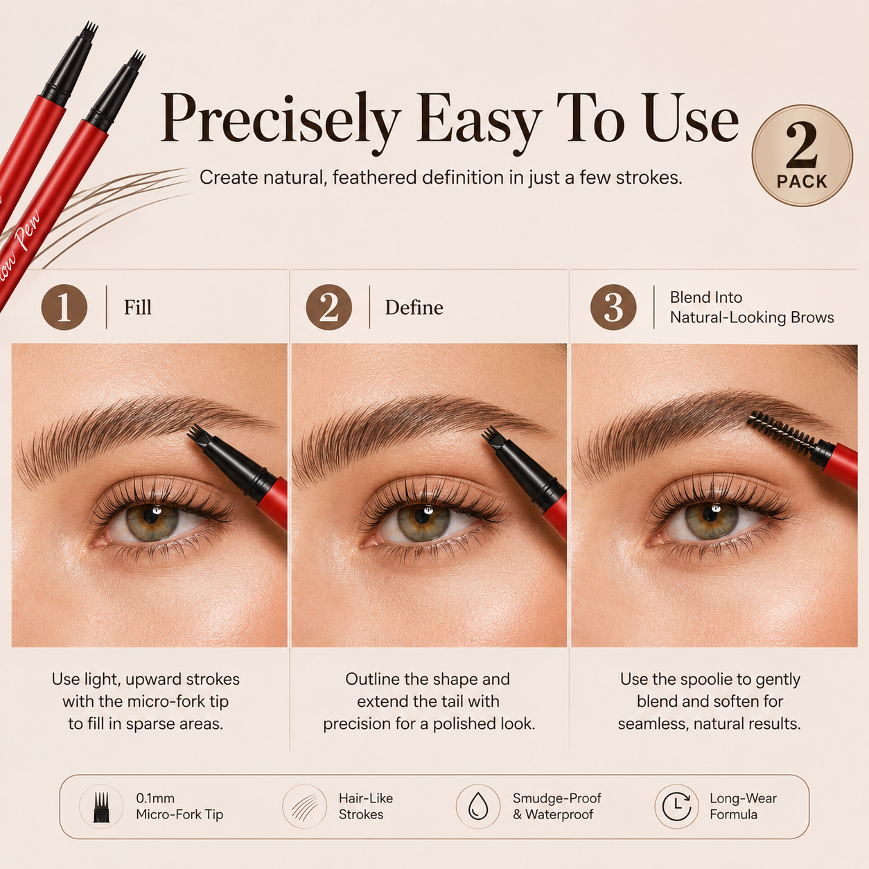 2-Pack Micro-Fork Eyebrow Pens π₯