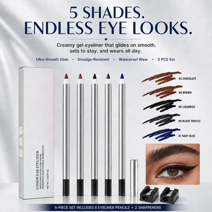 5-Shade Creamy Glide Waterproof Gel Eyeliner Set
