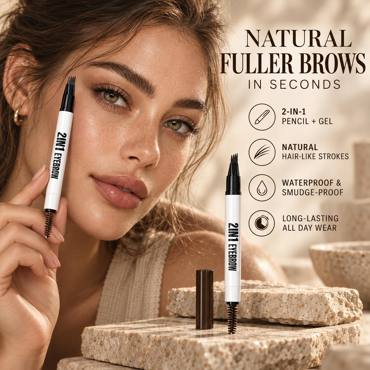 2-in-1 eyebrow pencil and tinted gel for naturally fuller brows