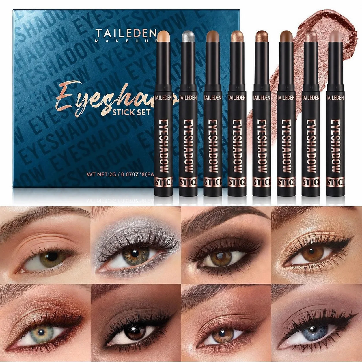 TAILEDEN 8-piece cream eyeshadow stick set
