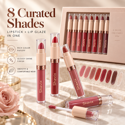 8-Piece 2-in-1 Lipstick & Lip Glaze Set