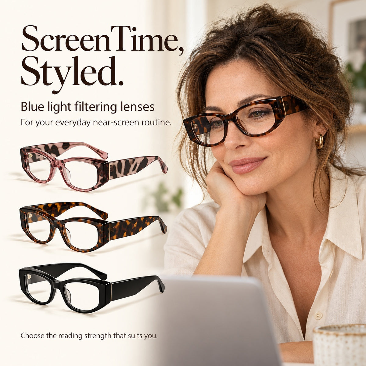 Women’s Square Blue Light Reading Glasses