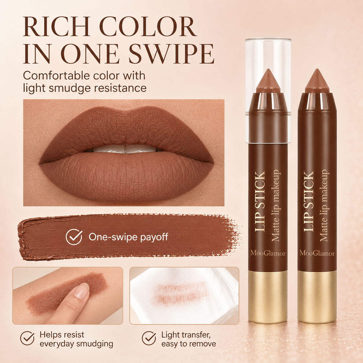 Six piece creamy matte lipstick pencil set features
