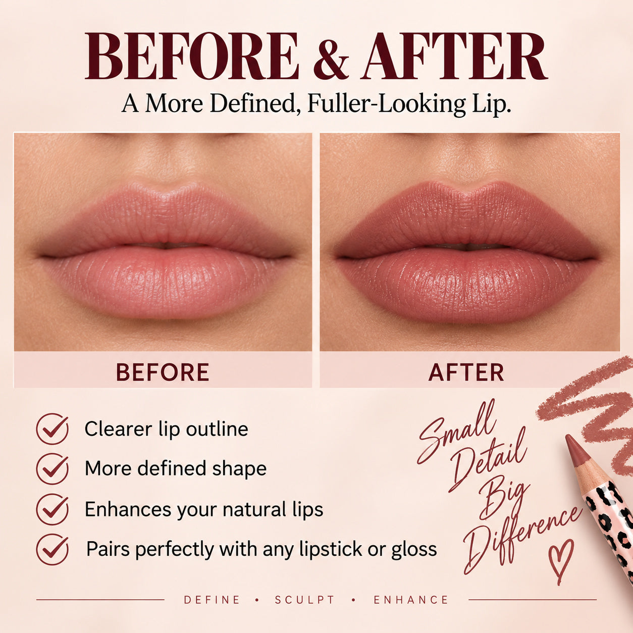 Lip liner before and after definition
