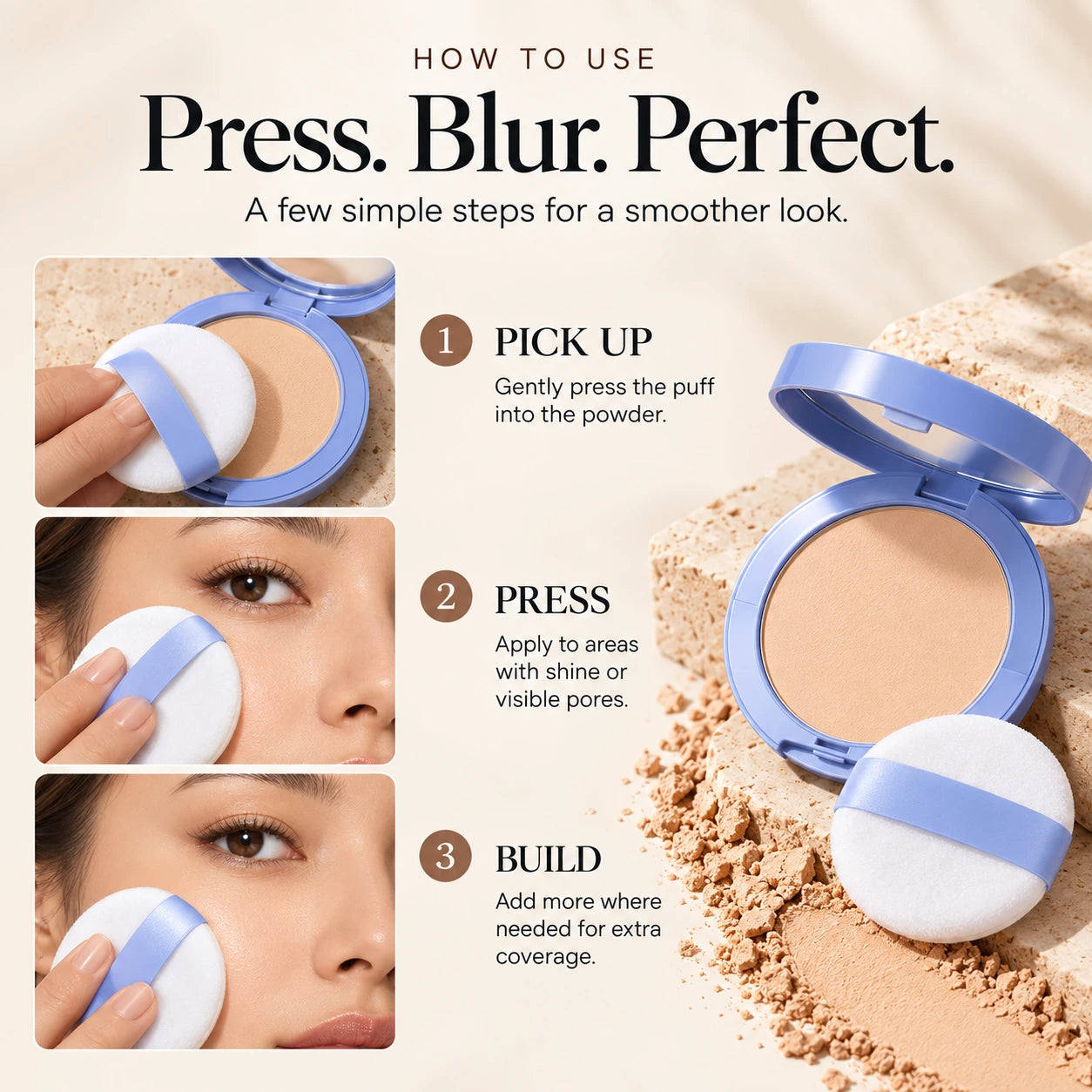How to use pressed powder with puff