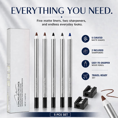 5-Shade Creamy Glide Waterproof Gel Eyeliner Set