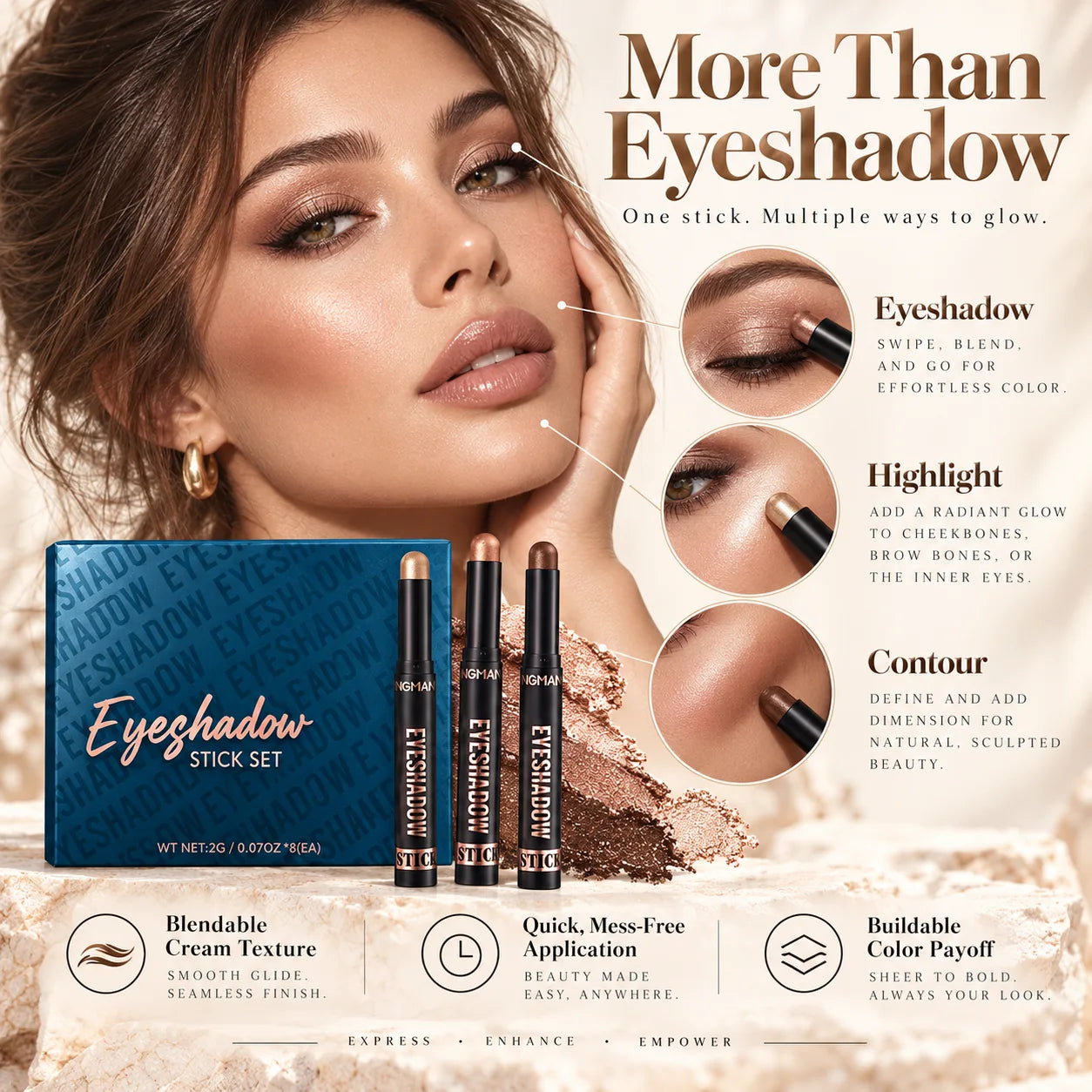 eyeshadow stick used for eyes highlight and soft contour