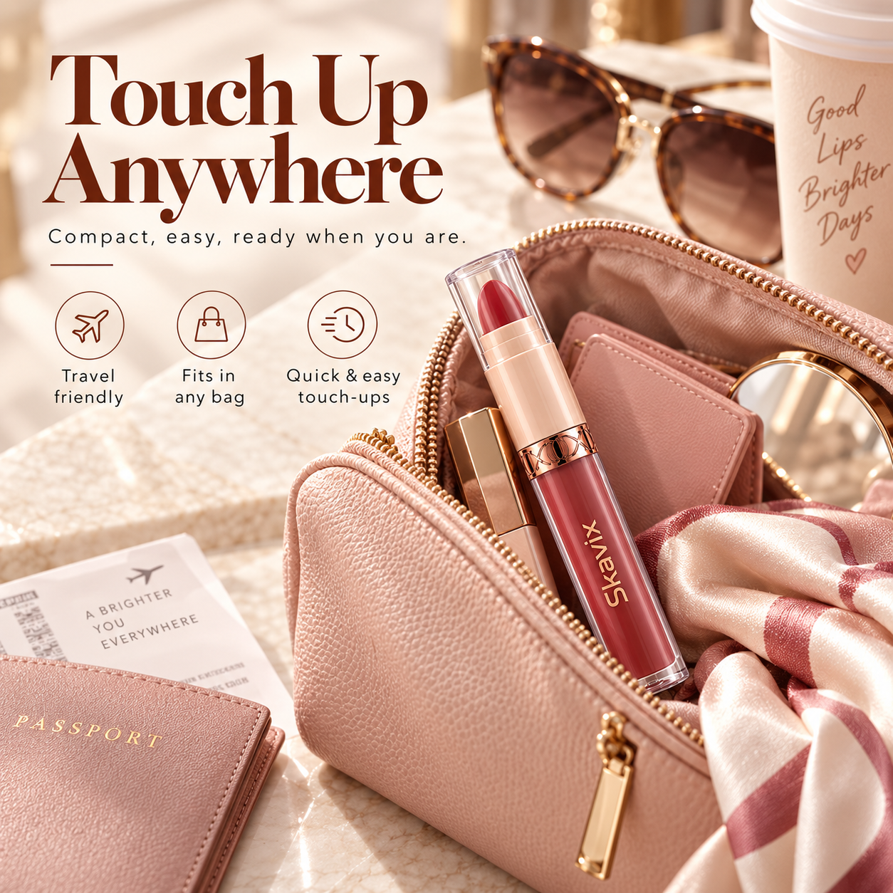 portable dual ended lip product for touch ups