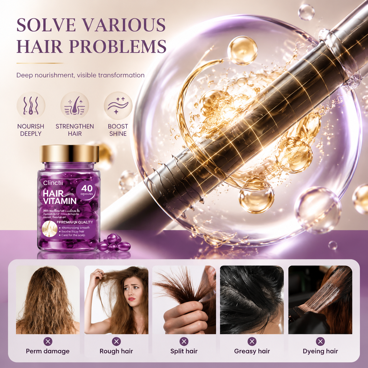 Violet Vitamin Hair Capsules with Argan Oil 🔥