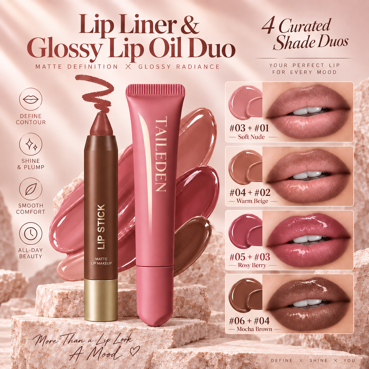 Lip Liner & Glossy Lip Oil Duo