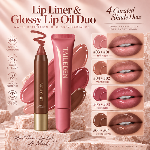 Lip Liner & Glossy Lip Oil Duo