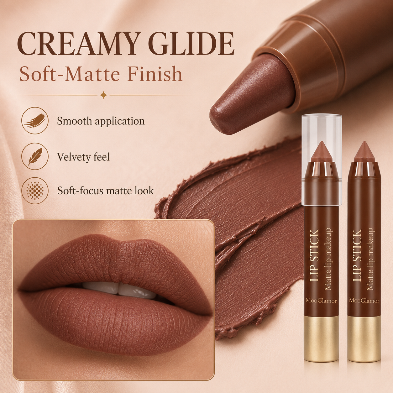 6-Piece Matte Creamy Lipstick Pencil Set