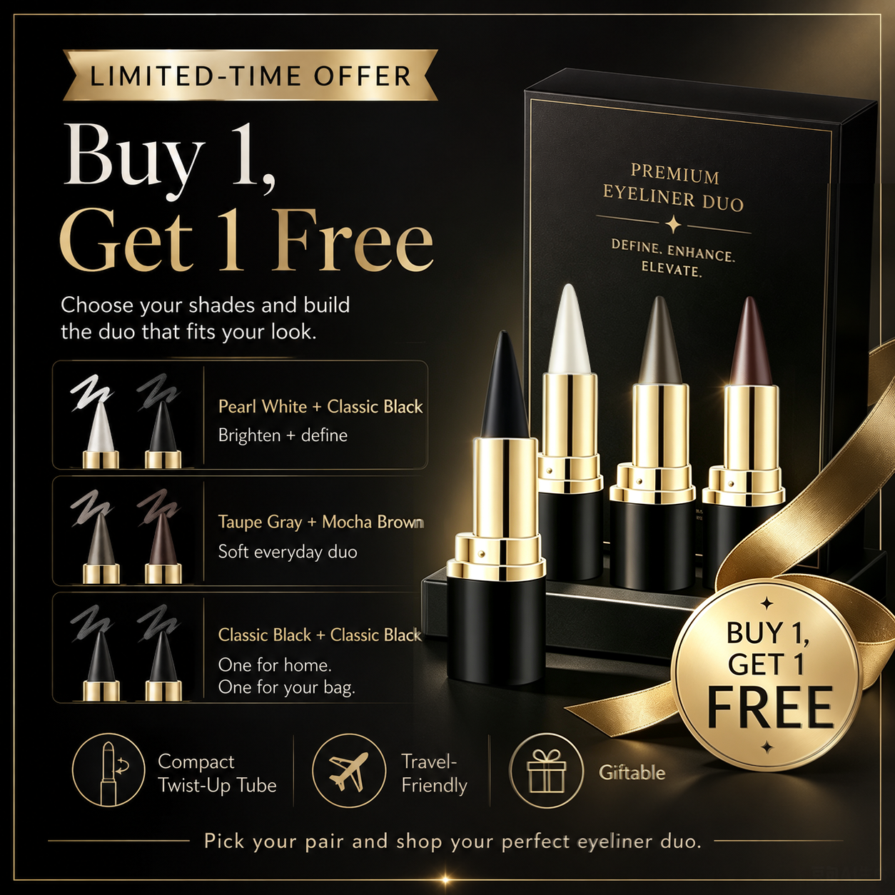 4-Shade Creamy Gel Eyeliner Pencil — Buy 1 Get 1 Free 🔥