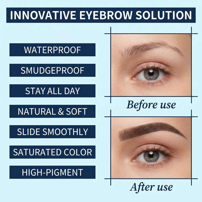 Before and after eyebrow result using a 2-in-1 brow pen