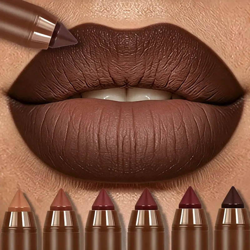 6-Piece Matte Creamy Lipstick Pencil Set 🔥