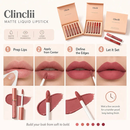 6-Piece Velvet Matte Liquid Lipstick Set