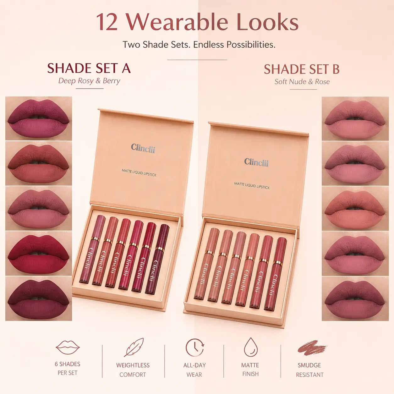 6-Piece Velvet Matte Liquid Lipstick Set