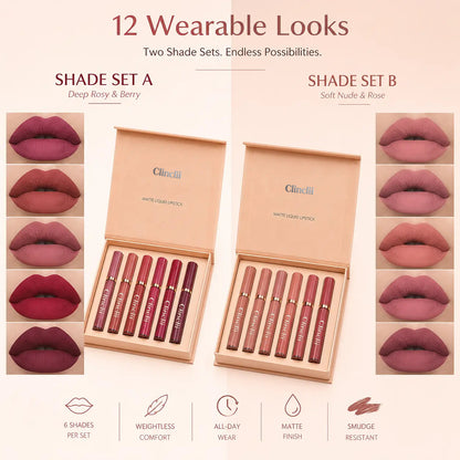 6-Piece Velvet Matte Liquid Lipstick Set