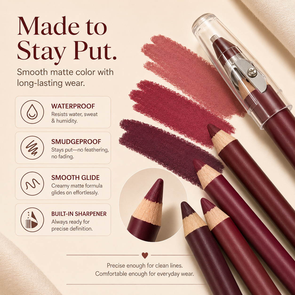 12-Shade Matte Lip Liner Set with Built-In Sharpener 🔥