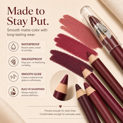 12-Shade Matte Lip Liner Set with Built-In Sharpener 🔥