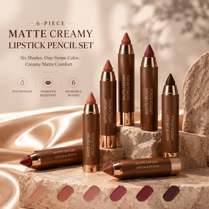 6-Piece Matte Creamy Lipstick Pencil Set 🔥