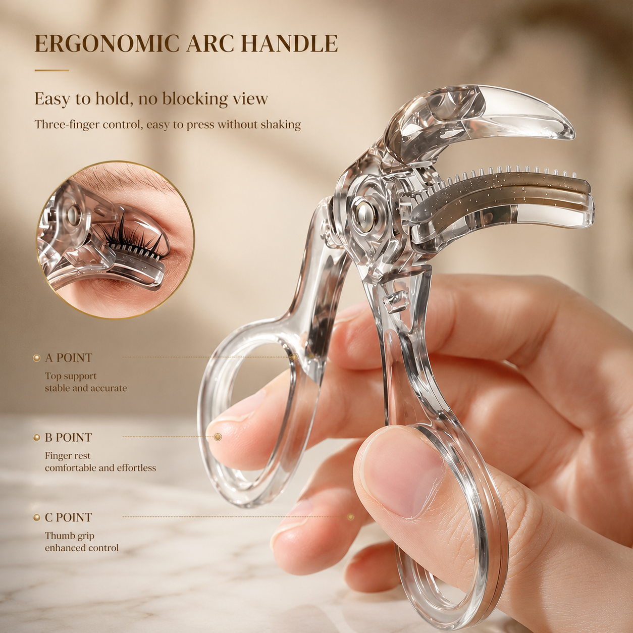 Pinch-Free Lash Curler with Comb