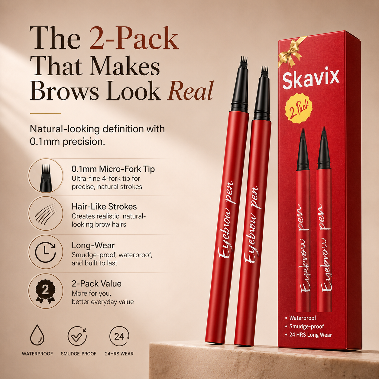 2-Pack Micro-Fork Eyebrow Pens 🔥