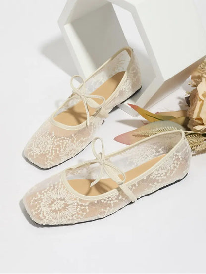 Women's Embroidered Mesh Netted Ballet Flats 🔥