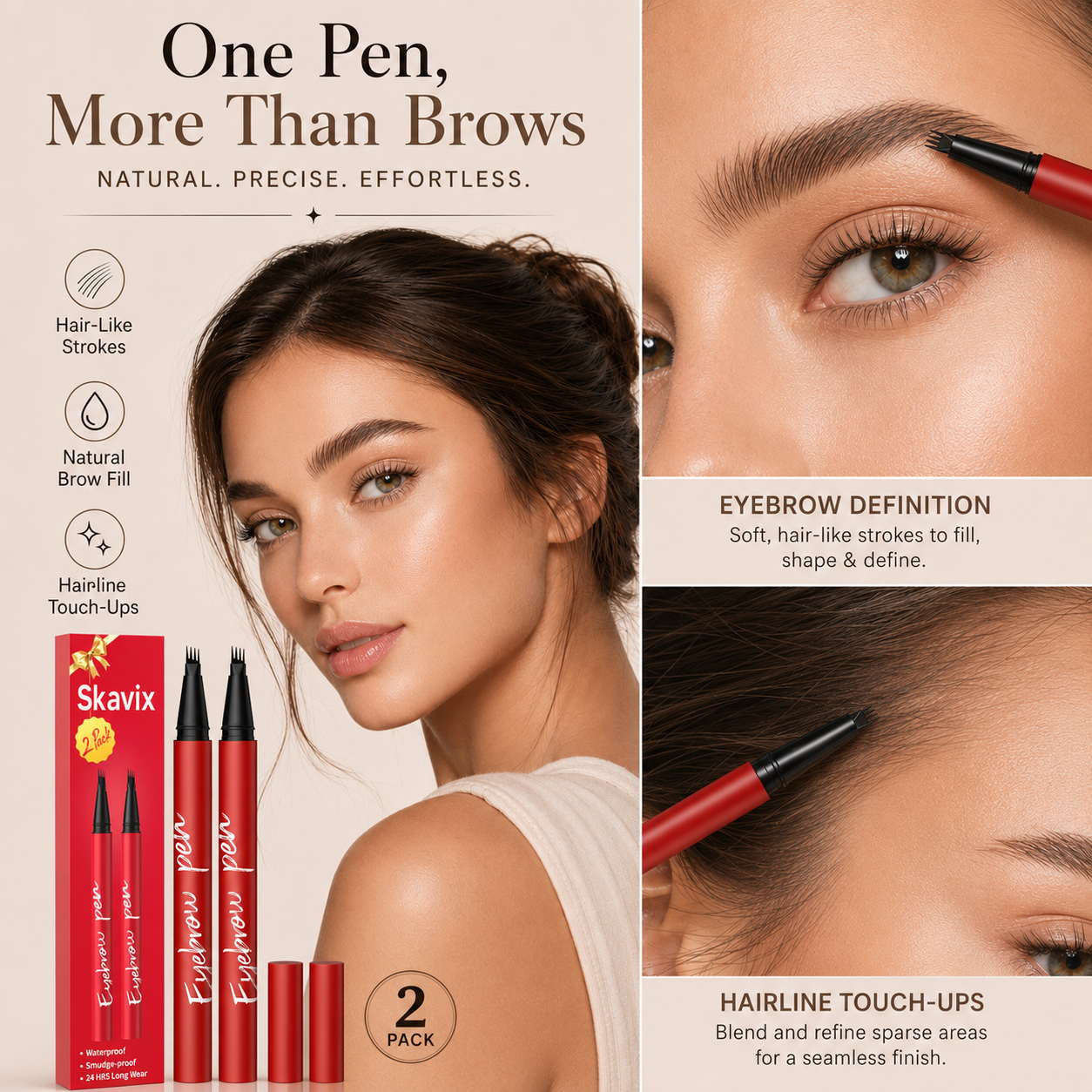 2-Pack Micro-Fork Eyebrow Pens 🔥