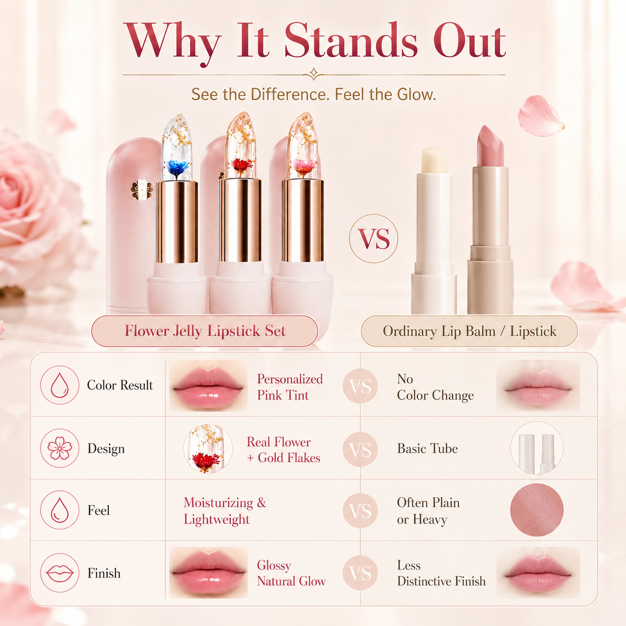 3-Piece Petal Color-Changing Lipstick Set