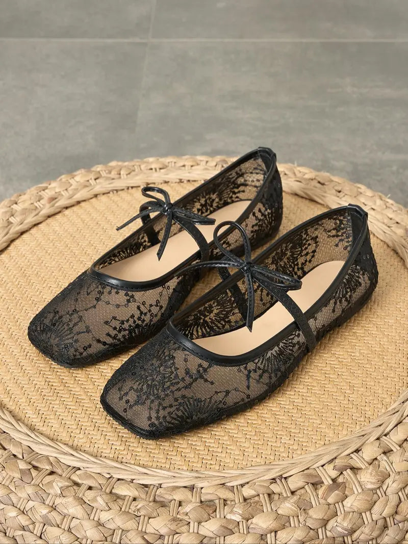 Women's Embroidered Mesh Netted Ballet Flats 🔥