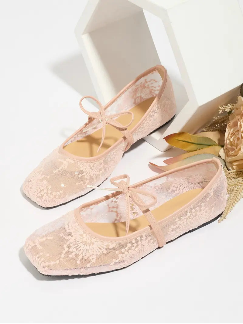 Women's Embroidered Mesh Netted Ballet Flats 🔥