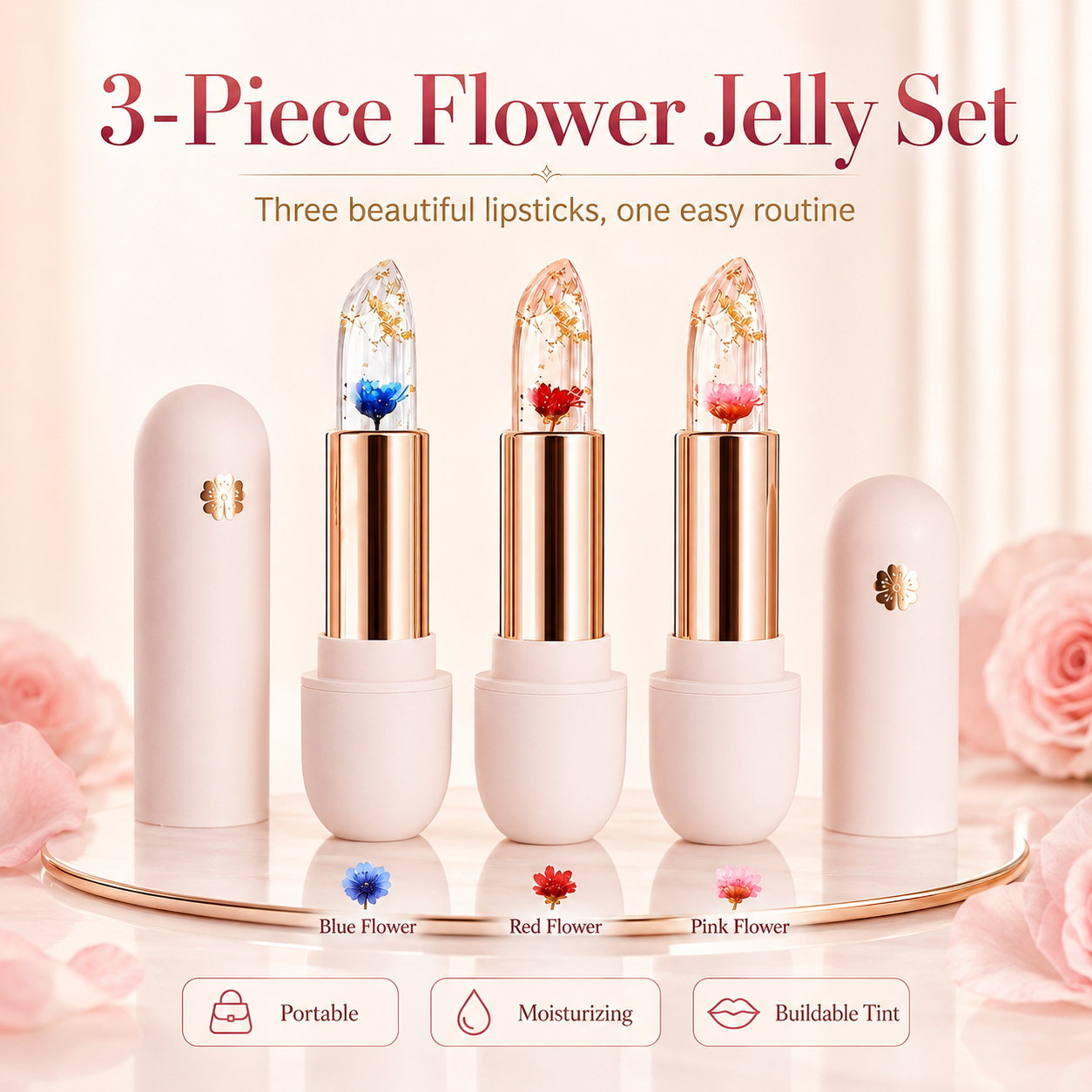 3-Piece Petal Color-Changing Lipstick Set