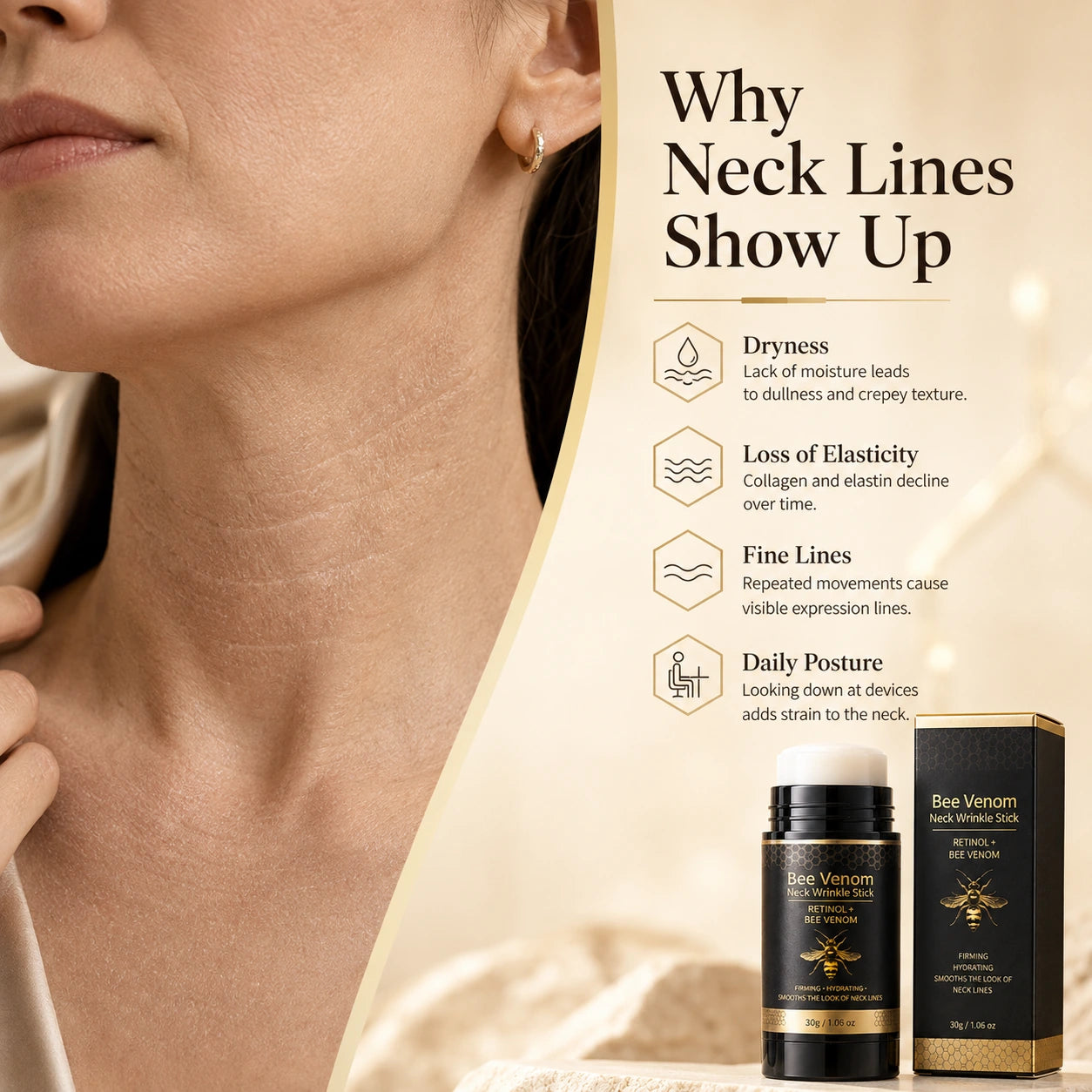 Visible dryness and neck lines