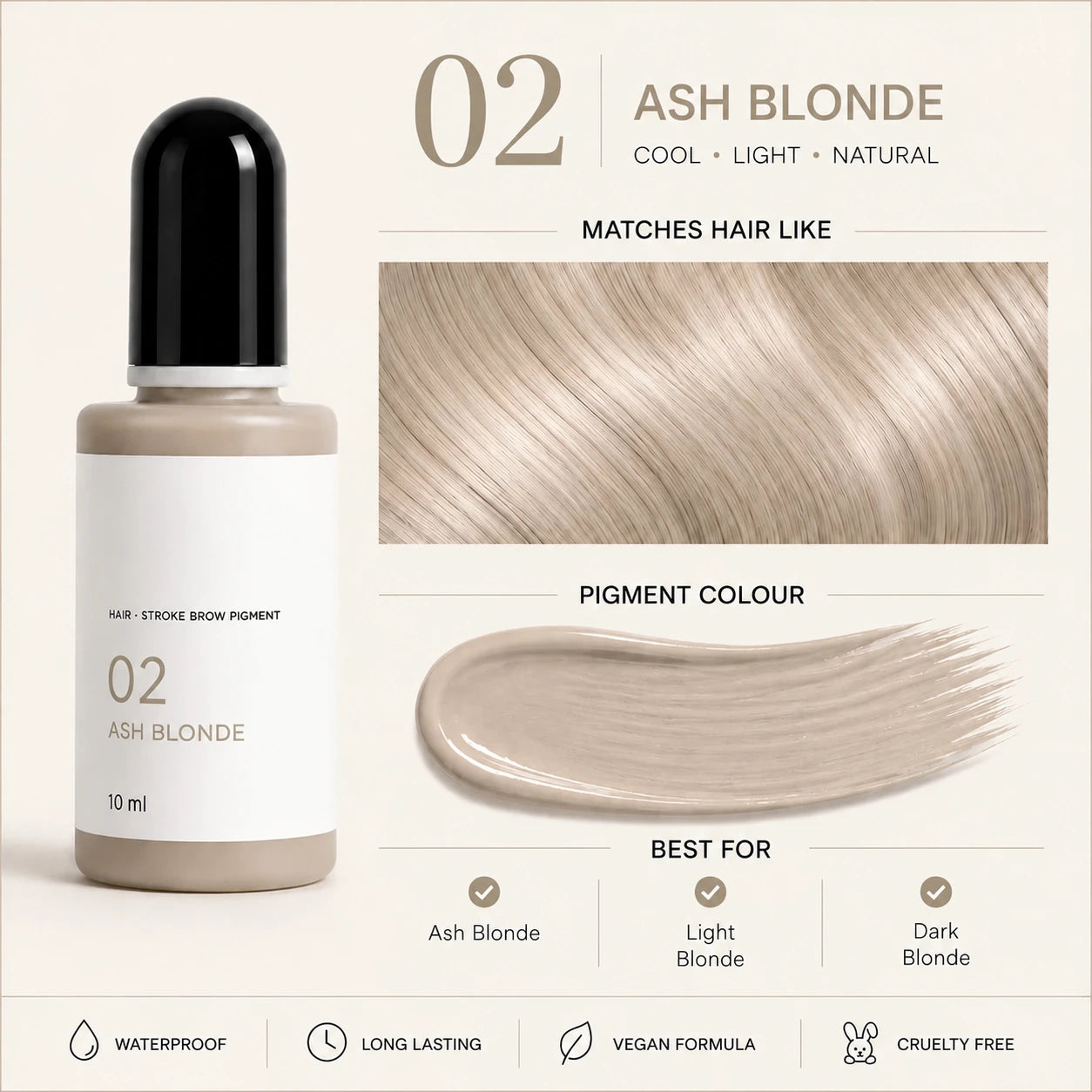 02 Ash Blonde Hair-Stroke Brow System pigment
