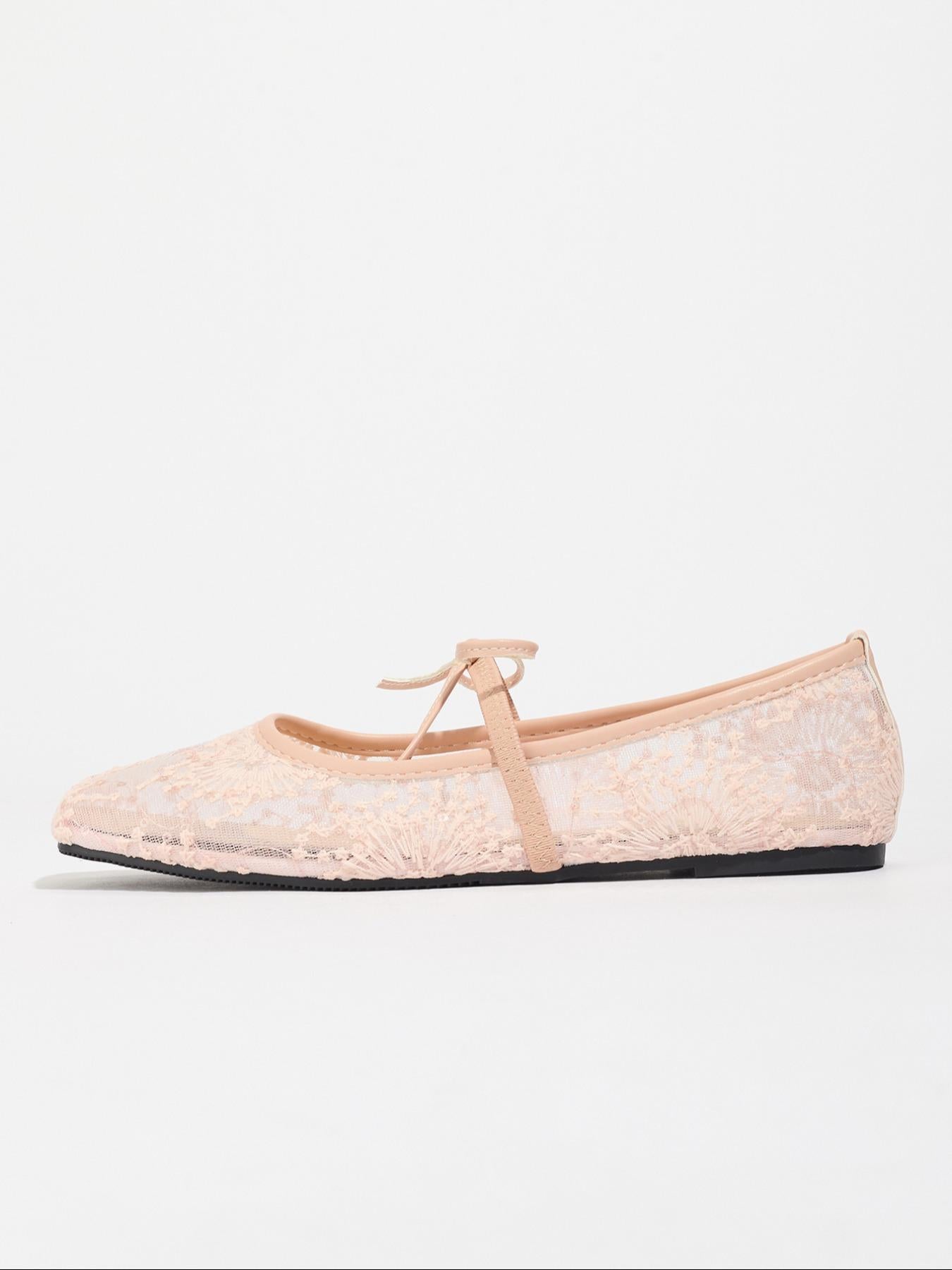 Women's Embroidered Mesh Netted Ballet Flats
