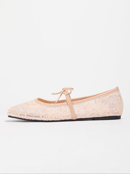 Women's Embroidered Mesh Netted Ballet Flats