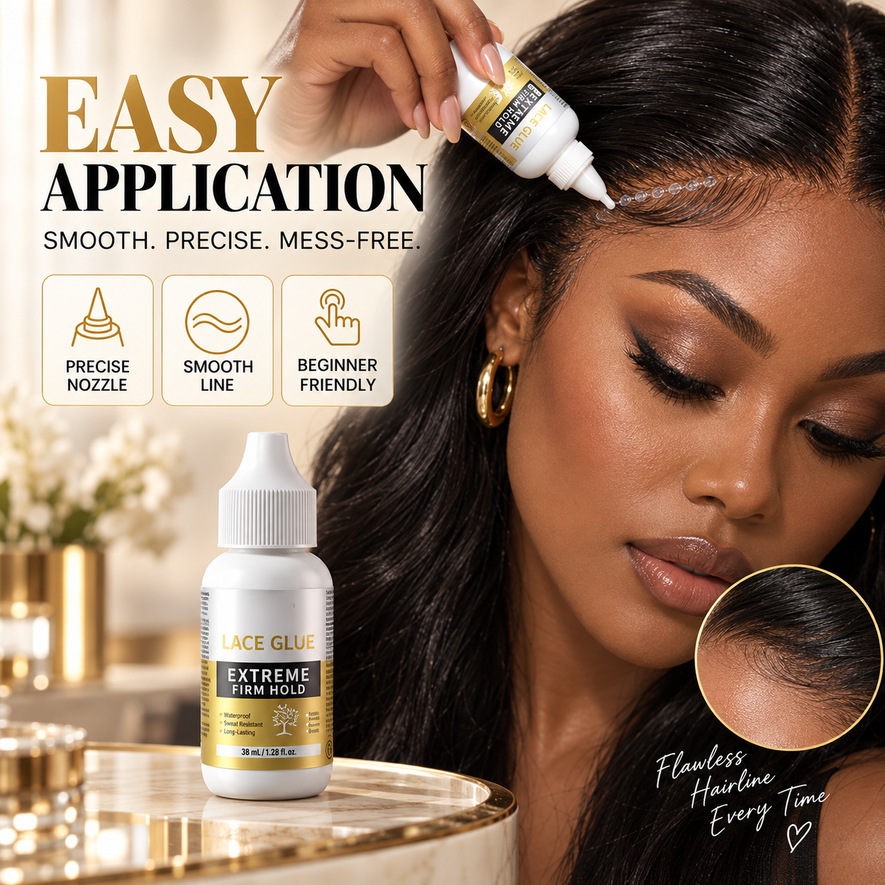 Easy precise lace glue application