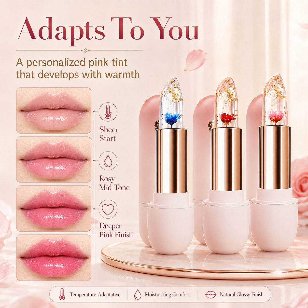 3-Piece Petal Color-Changing Lipstick Set