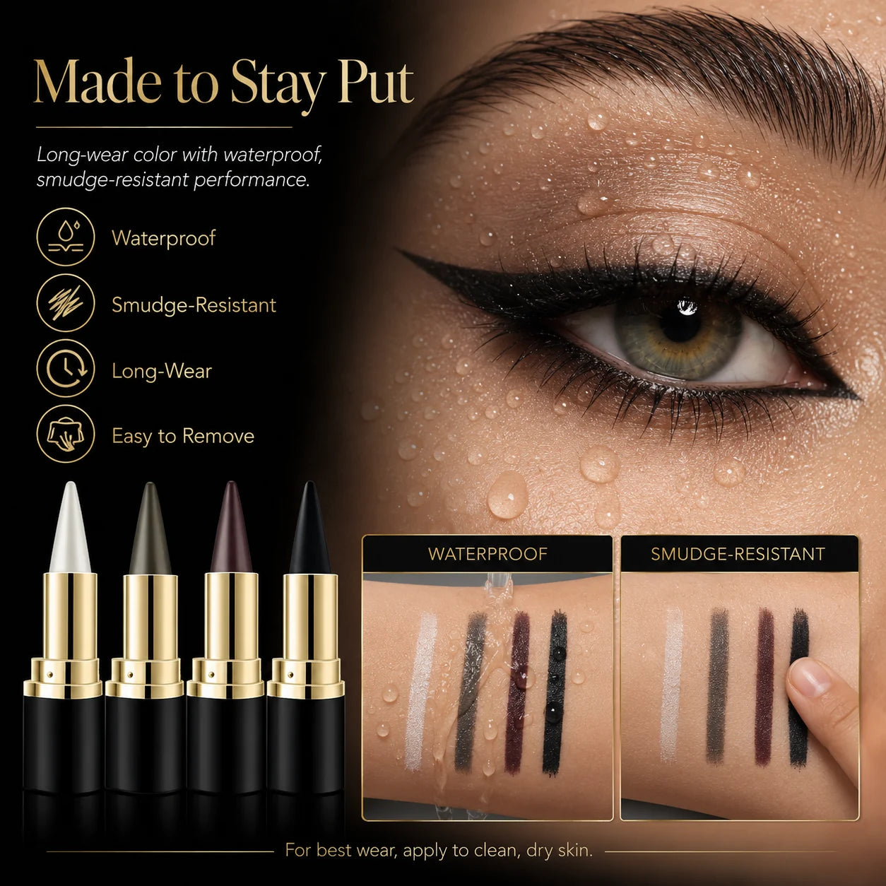 Waterproof and smudge-resistant gel eyeliner performance test