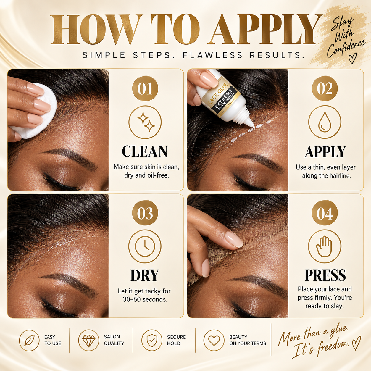 How to apply lace wig glue in four steps