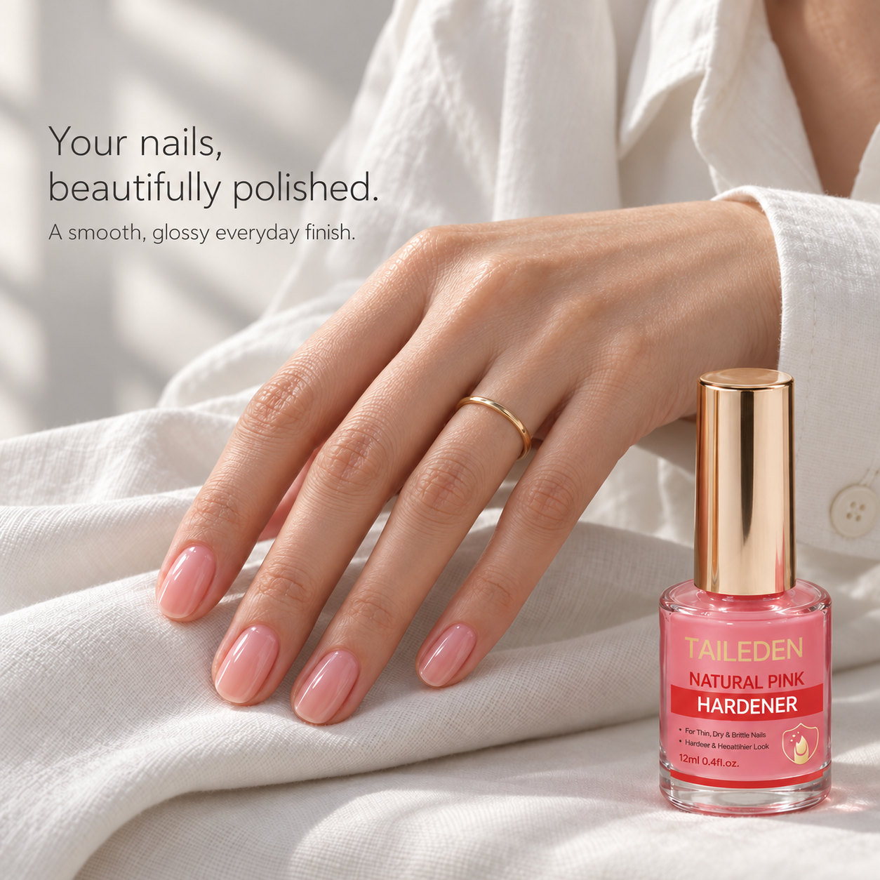 Natural pink glossy manicure